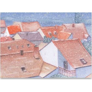Kerstkaarten | Set van 6 dezelfde kaarten | Daken in de sneeuw | Illu-Straver