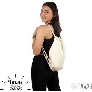 Tavas Canvas gymtasje met koord Naturel 38x42 cm Bedrukbaar gymtasje Tote Bag Tas Shopper Schoudertas