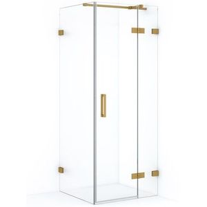 Diamond Douchecabine | 80x80 cm Goud Helder glas Draaideur Vierkant