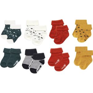 Noppies - 8 paar sokjes - In Cadeaudoosje - Wit met grijze dot - Roze met blauwe hartjes - Roze effen - Wit met grijze sterren - Wit effen -Lichtgroen - 3-6 Maanden - Geschenkverpakking - Cadeauverpakking - Babysokjes - Maat 62-68