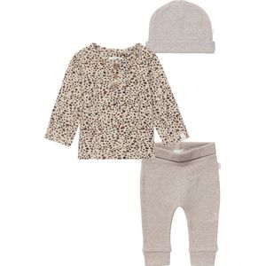 Noppies - Kledingset - 2 delig - Broek antraciet grijs - Shirt Taupe met panterprint - Maat 50