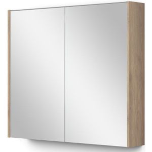 Spiegelkast Met Verlichting Modulo 80x70cm Lichtbruin Eiken
