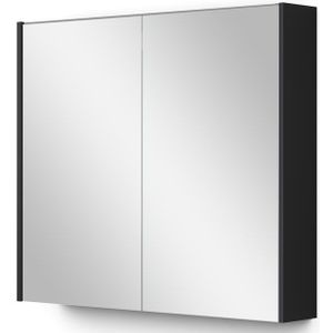 Spiegelkast Met Verlichting Modulo 80x70cm Mat Zwart