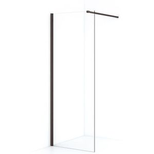 Diamond Inloopdouche | 80 cm Zwart metaal Helder glas Vaste wand