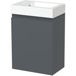 Modulo Pico Toiletmeubel met wastafel | 40 cm Donkergrijs Greeploos front Mineraalmarmer