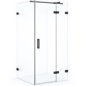 Diamond Douchecabine | 100x90 cm Zwart chroom Helder glas Draaideur Rechthoek