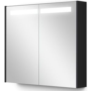 Spiegelkast Met Verlichting Modulo 80x70cm Mat Zwart