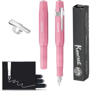 Kaweco - Cadeauset - (5delig) - Vulpen FROSTED SPORT BLUSH Fountain Pen - Fine - Vintage blikje - Oktogonal Clip Chrome - Patronen houder zwart - Vullingen