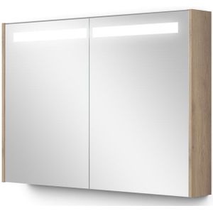 Spiegelkast Met Verlichting Modulo 100x70cm Lichtbruin Eiken