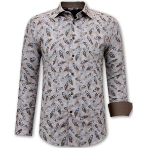 Gentile Bellini - Overhemd - Vogel Veer Print - Wit - Slim Fit - Strijkvrij