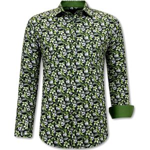 Gentile Bellini - Bladeren - Heren Overhemd - Groen - Slim Fit