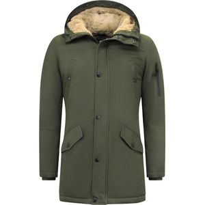 Enos - 7105 - Heren Winterjas Parka - Groen - Katoen/Polyester