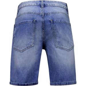 Korte Broek Heren met Gaten - Denim Short - Korte spijkerbroek Heren - 951 - Blauw