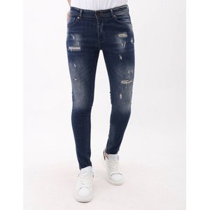 Spijkerbroek met Gaten Heren Slim Fit Stretch - MM2 - Blauw