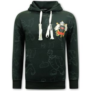 Popeye - Heren Hoodie - Zwart - 80% Katoen 20% Polyester