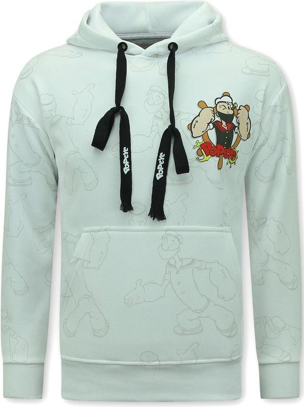 Hoodie Heren met Capuchon - Popeye - Grijs