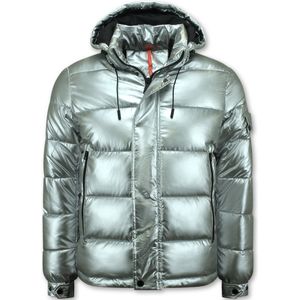 Zilveren Puffer Jackets Heren met Capuchon