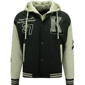 Enos - 8630 - Heren Oversized College Jas - Zwart - 100% Polyester