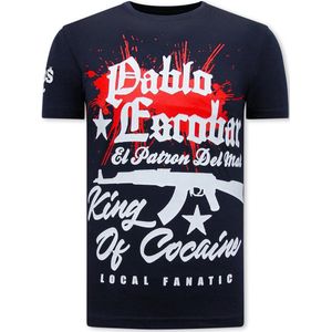 Pablo Escobar Print Heren T-shirt - Navy