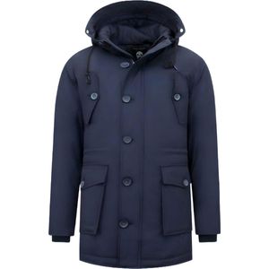 Gewatteerde Jassen Heren - Parka heren - Jassen Heren Winter Capuchon - 8202 - Blauwe jas