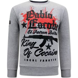 The King Of Cocaine Pablo Escobar Heren Sweater - Grijs