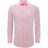 Linnen Overhemd Heren - Regular Fit - Casual Blanco - Roze