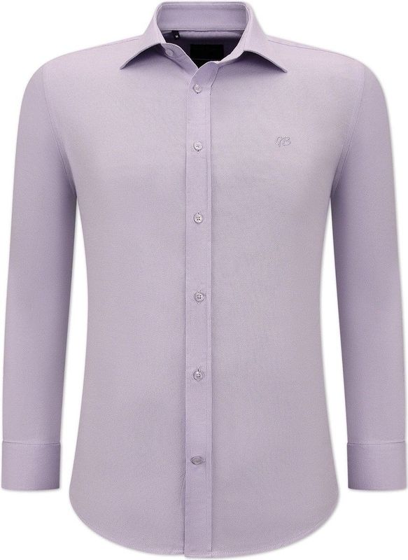 Gentile Bellini - Banco Oxford Shirt - Paars - Getailleerd Heren Overhemd
