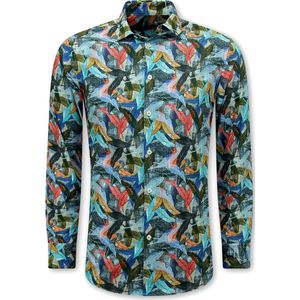 Local Fanatic - Blouse - Blauw - 97% Katoen 3% Lycra - Lange Mouwen Slim Fit