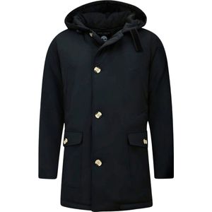 Enos - Lange Parka Heren met Capuchon - Zwart - Model 7101