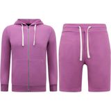 Enos - Hoodie Heren met Rits - Paars - Nette Jogging Shorts Heren - SET