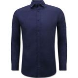 Enos - Linnen Overhemd - Licht Blauw - Regular Fit - Lange Mouwen