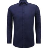 Enos - Linnen Overhemd - Licht Blauw - Regular Fit - Lange Mouwen