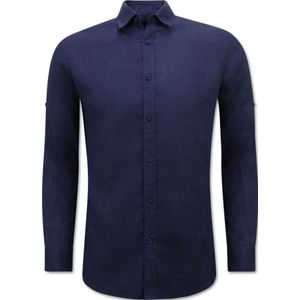 Enos - Linnen Overhemd - Licht Blauw - Regular Fit - Lange Mouwen