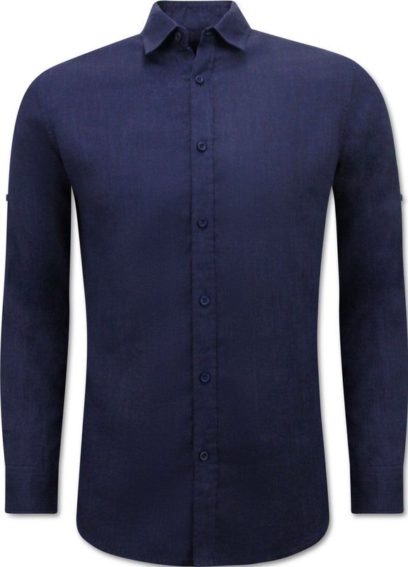 Enos - Linnen Overhemd - Licht Blauw - Regular Fit - Lange Mouwen