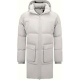 Local Fanatic - 3361 - Lange Gewatteerde Puffer Parka - Creme/Wit - Polyester