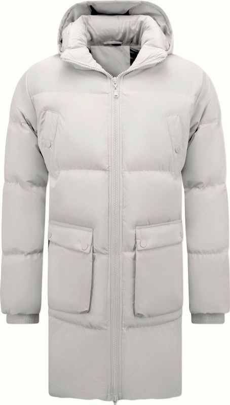 Local Fanatic - 3361 - Lange Gewatteerde Puffer Parka - Creme/Wit - Polyester