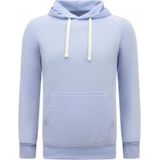 Hoodie Heren - Trui Heren - Sweater Heren - Effen Basic Slim Fit - Licht Blauw