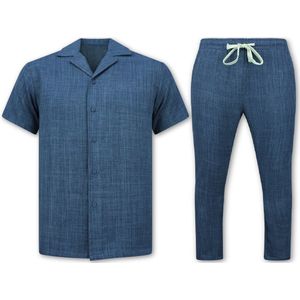 Linnen Twinset - Blauw - 100% Polyester - Zomer