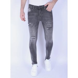 Stonewashed Slim-fit Mannen Jeans met Stretch - 1093 - Grijs