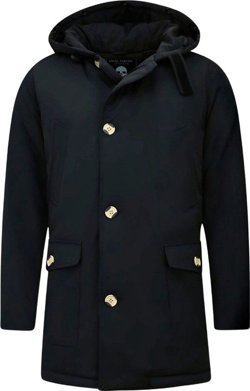Lange Parka Heren met Capuchon - 7101 - Zwart