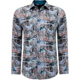 Gentile Bellini - Overhemden - Groen - Slim Fit - Lange Mouwen - Schilderij Print