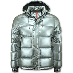 Zilveren Puffer Jackets Heren met Capuchon