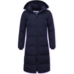 Puffer Jacket Dames Lang Getailleerd - 8606 - Blauw