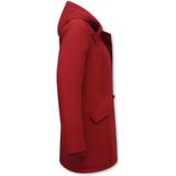 Lange Winterjas - Rood - Polyester - Capuchon Niet Afritsbaar