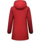 Lange Winterjas - Rood - Polyester - Capuchon Niet Afritsbaar