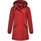 Lange Winterjas - Rood - Polyester - Capuchon Niet Afritsbaar