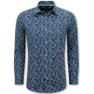 Bread & Buttons - Blouse - Blauw - Katoen - Slim Fit