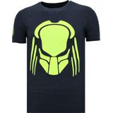 T-shirt Heren met Opdruk - Predator Neon Print - Blauw