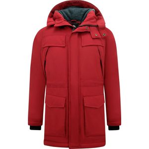 Lange Jas - Heren Winterjassen Volwassen - Parka Heren - 891 - Rode Jas