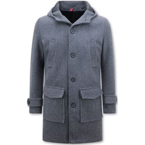 Enos - 8931 - Getailleerde Mantel Jas - Grijs - Polyester